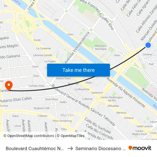 Boulevard Cuauhtémoc Norte, 1607_A to Seminario Diocesano De Tijuana map