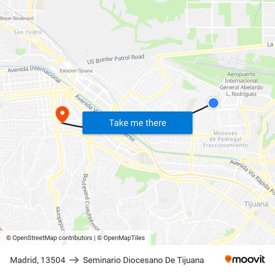Madrid, 13504 to Seminario Diocesano De Tijuana map