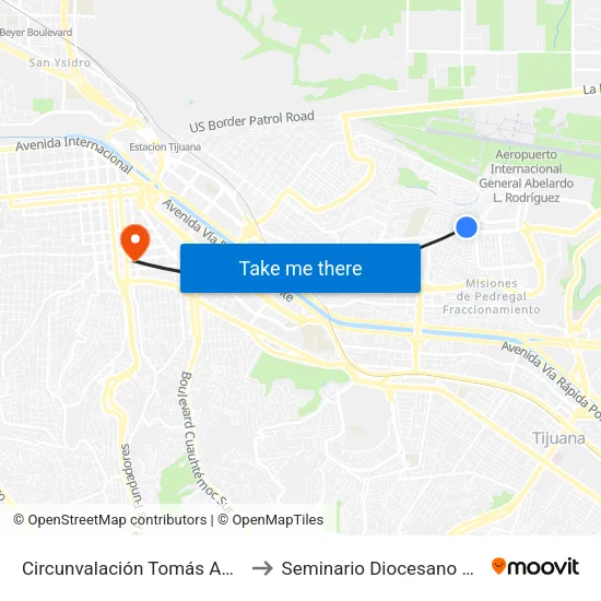 Circunvalación Tomás Aquino, 25_1 to Seminario Diocesano De Tijuana map