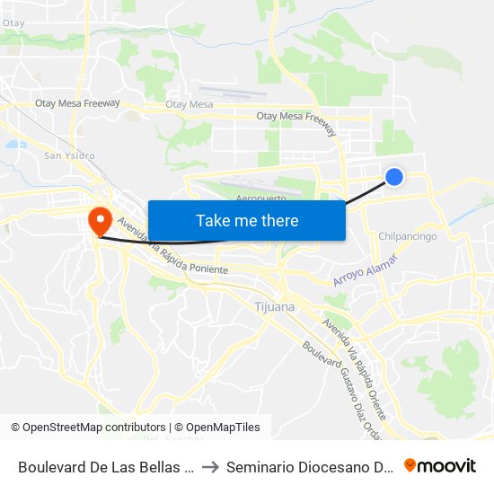 Boulevard De Las Bellas Artes, Lb to Seminario Diocesano De Tijuana map