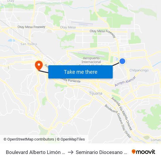 Boulevard Alberto Limón Padilla, 24 to Seminario Diocesano De Tijuana map