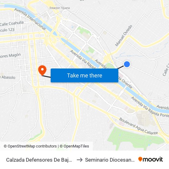 Calzada Defensores De Baja California, 671 to Seminario Diocesano De Tijuana map