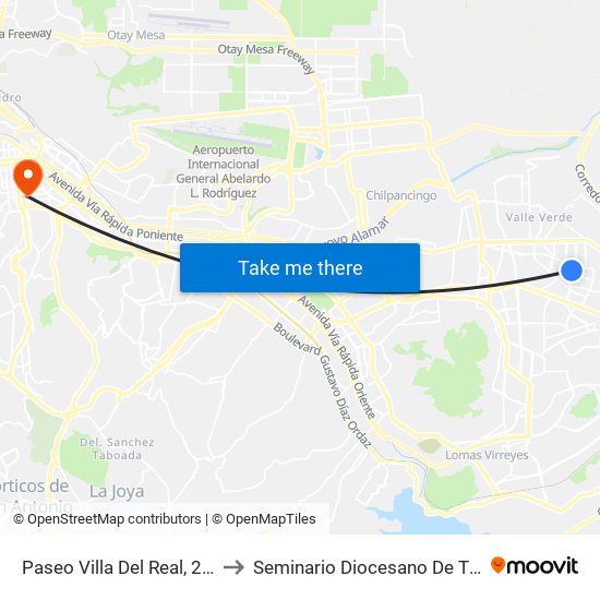 Paseo Villa Del Real, 23735 to Seminario Diocesano De Tijuana map