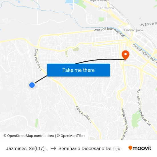 Jazmines, Sn(Lt7)_B to Seminario Diocesano De Tijuana map