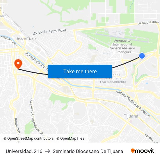 Universidad, 216 to Seminario Diocesano De Tijuana map