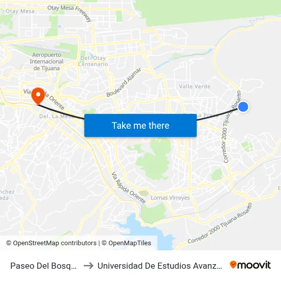 Paseo Del Bosque, 25227_22 to Universidad De Estudios Avanzados Campus La Mesa map