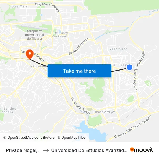 Privada Nogal, 23656_E1 to Universidad De Estudios Avanzados Campus La Mesa map