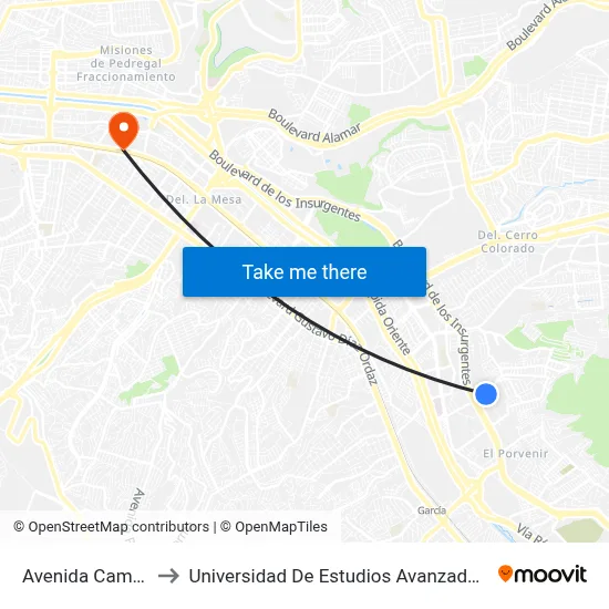 Avenida Campos, 34_B to Universidad De Estudios Avanzados Campus La Mesa map