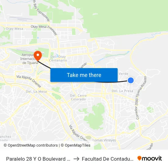 Paralelo 28 Y O Boulevard Matamoros, 23030_V46 to Facultad De Contaduria Y Administracion map