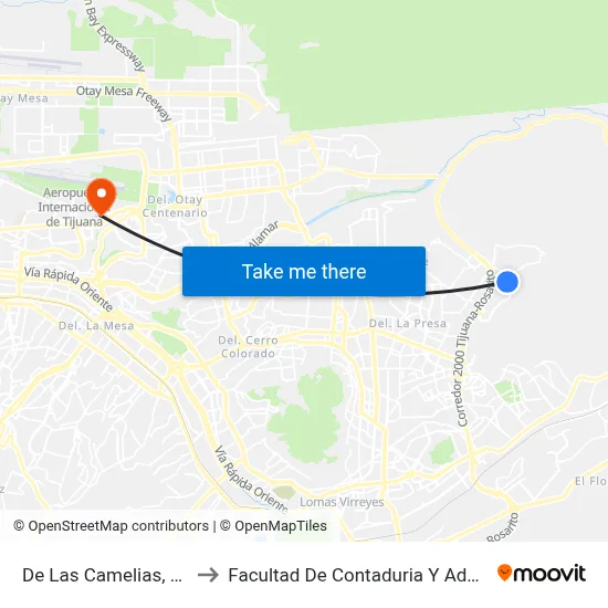 De Las Camelias, 25375_1 to Facultad De Contaduria Y Administracion map