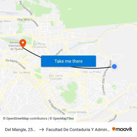 Del Mangle, 25306_1 to Facultad De Contaduria Y Administracion map