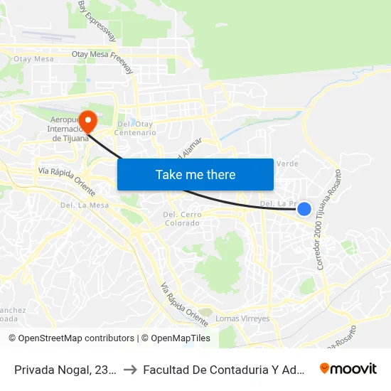 Privada Nogal, 23656_E1 to Facultad De Contaduria Y Administracion map