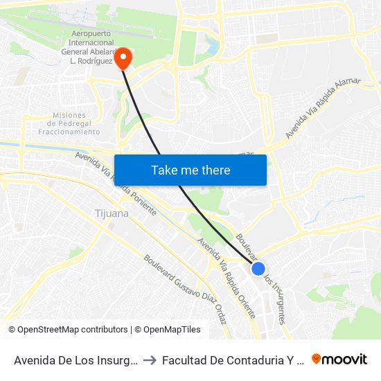 Avenida De Los Insurgentes, 18155 to Facultad De Contaduria Y Administracion map