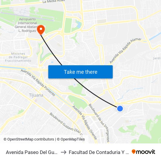 Avenida Paseo Del Guaycura, 110_4 to Facultad De Contaduria Y Administracion map