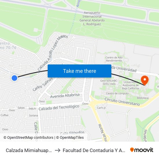 Calzada Mimiahuapan, 13423 to Facultad De Contaduria Y Administracion map