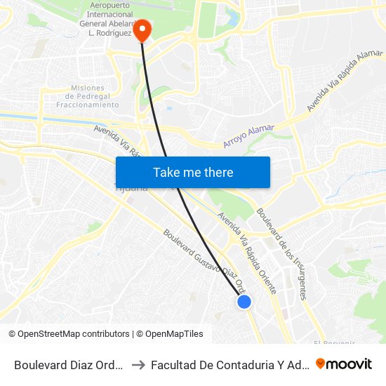 Boulevard Diaz Ordaz, 16123 to Facultad De Contaduria Y Administracion map