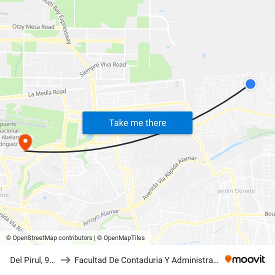 Del Pirul, 907 to Facultad De Contaduria Y Administracion map