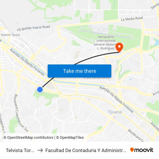 Telvista Torres to Facultad De Contaduria Y Administracion map