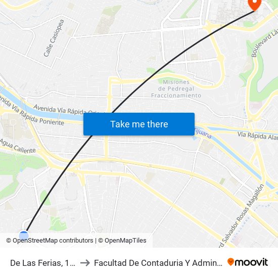De Las Ferias, 15510 to Facultad De Contaduria Y Administracion map