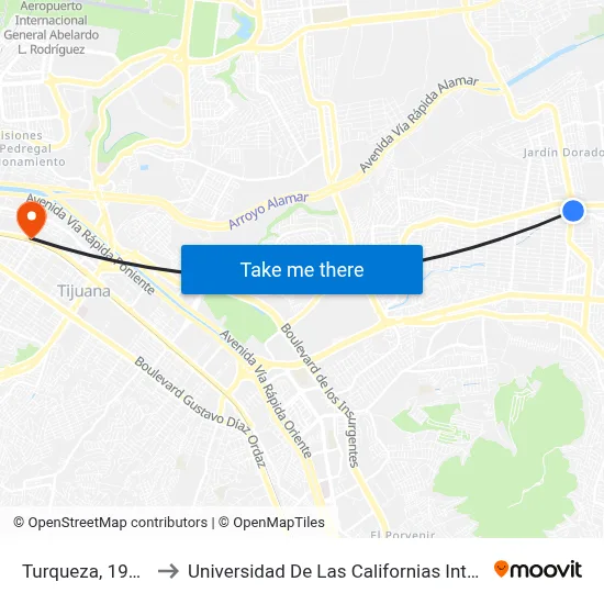 Turqueza, 19908_3 to Universidad De Las Californias Internacional map