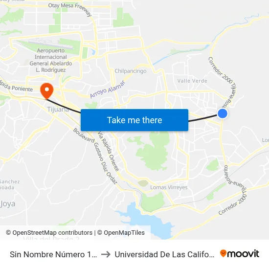 Sin Nombre Número 1356, 24366_E47 to Universidad De Las Californias Internacional map