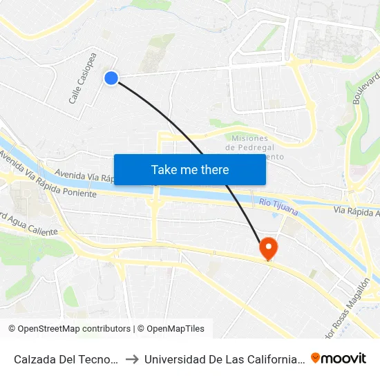 Calzada Del Tecnológico, 1_1 to Universidad De Las Californias Internacional map