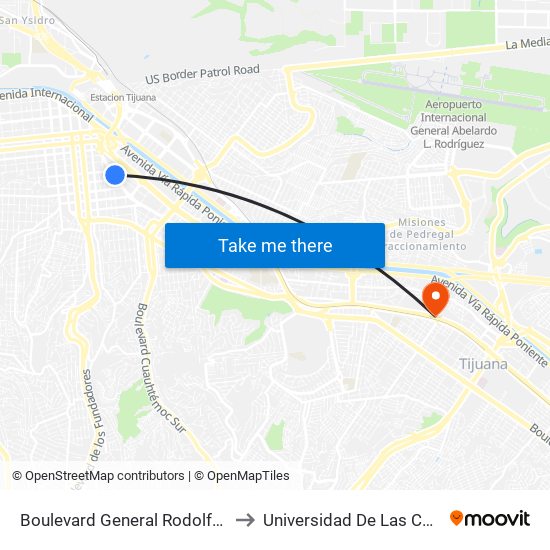 Boulevard General Rodolfo Sánchez Taboada, 9170 to Universidad De Las Californias Internacional map