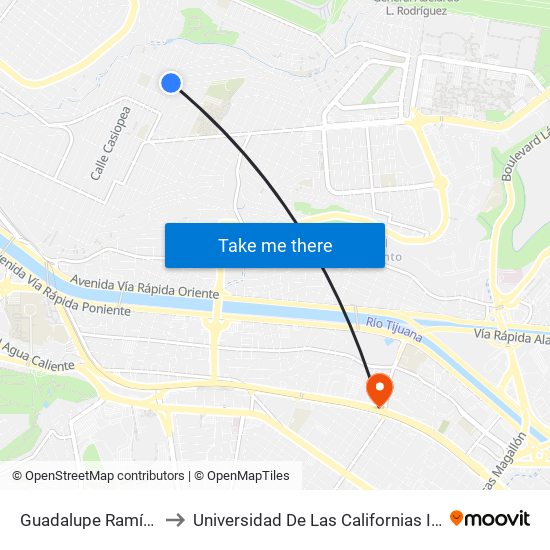 Guadalupe Ramírez, 296 to Universidad De Las Californias Internacional map
