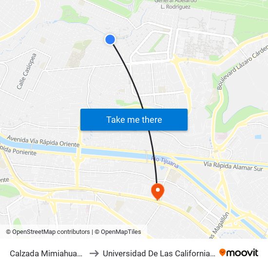 Calzada Mimiahuapan, 13423 to Universidad De Las Californias Internacional map