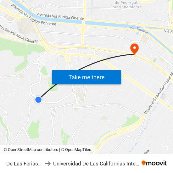 De Las Ferias, 377 to Universidad De Las Californias Internacional map