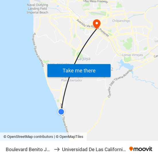 Boulevard Benito Juárez, Jugos to Universidad De Las Californias Internacional map