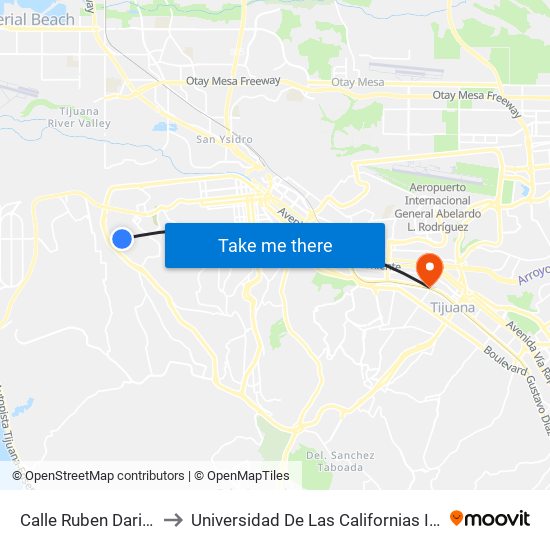 Calle Ruben Dario, 4093 to Universidad De Las Californias Internacional map