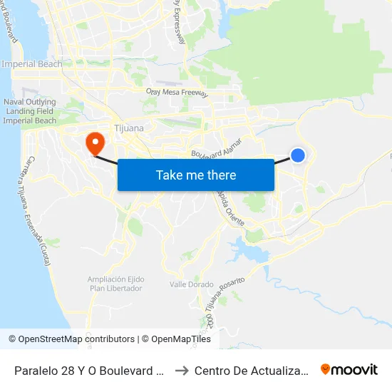 Paralelo 28 Y O Boulevard Matamoros, 23030_V46 to Centro De Actualizacion Del Magisterio map