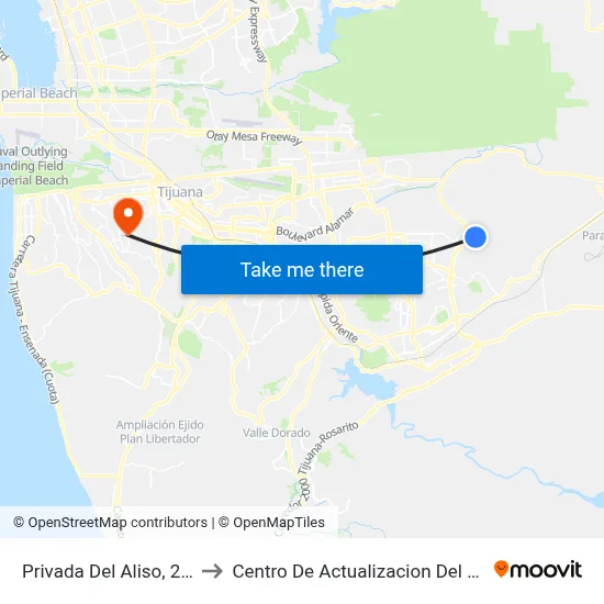 Privada Del Aliso, 25326_9 to Centro De Actualizacion Del Magisterio map