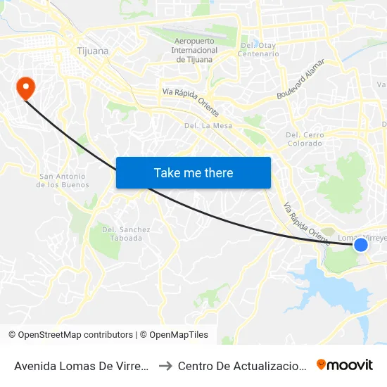 Avenida Lomas De Virreyes Sur, 11217_B to Centro De Actualizacion Del Magisterio map
