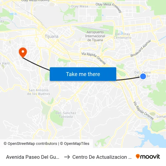 Avenida Paseo Del Guaycura, 110_4 to Centro De Actualizacion Del Magisterio map