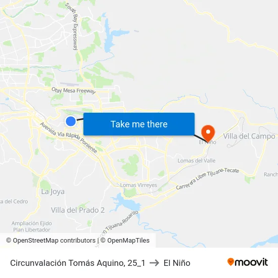 Circunvalación Tomás Aquino, 25_1 to El Niño map