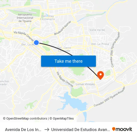 Avenida De Los Insurgentes, 603_1 to Universidad De Estudios Avanzados Campus El Florido map