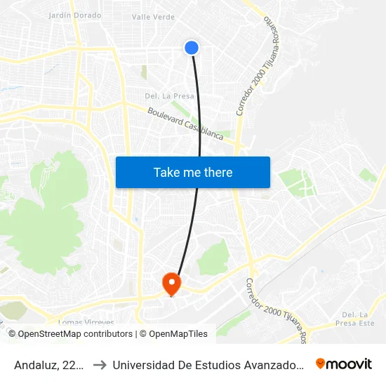 Andaluz, 22851_U19 to Universidad De Estudios Avanzados Campus El Florido map