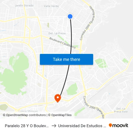Paralelo 28 Y O Boulevard Matamoros, 23030_V46 to Universidad De Estudios Avanzados Campus El Florido map