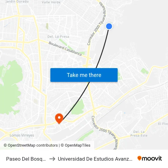 Paseo Del Bosque, 25227_22 to Universidad De Estudios Avanzados Campus El Florido map