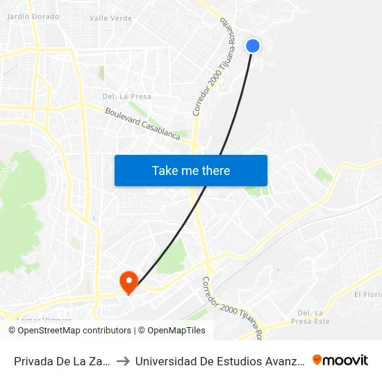 Privada De La Zarza, 25366_23 to Universidad De Estudios Avanzados Campus El Florido map