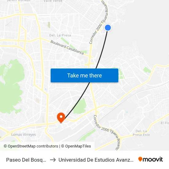 Paseo Del Bosque, 25205_H4 to Universidad De Estudios Avanzados Campus El Florido map