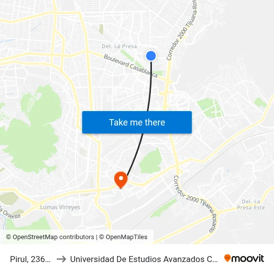 Pirul, 23680_R1 to Universidad De Estudios Avanzados Campus El Florido map
