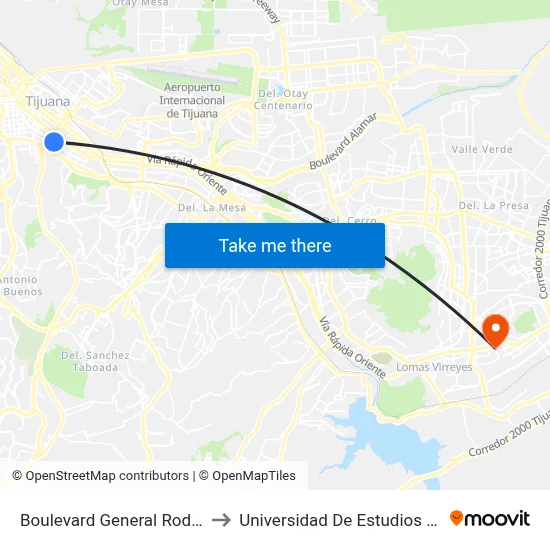 Boulevard General Rodolfo Sánchez Taboada, 2_B to Universidad De Estudios Avanzados Campus El Florido map
