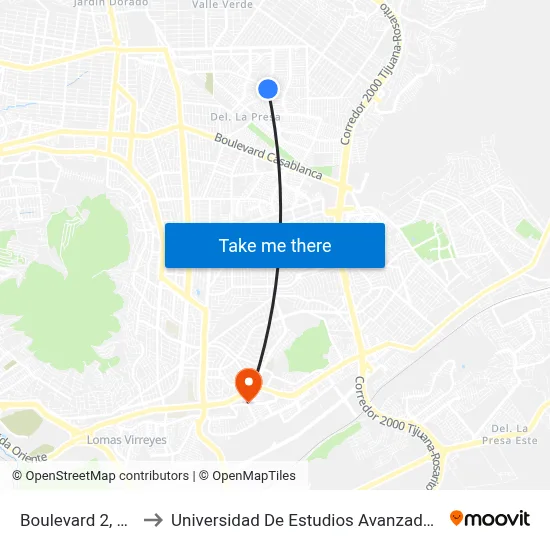 Boulevard 2, 3815_M70 to Universidad De Estudios Avanzados Campus El Florido map