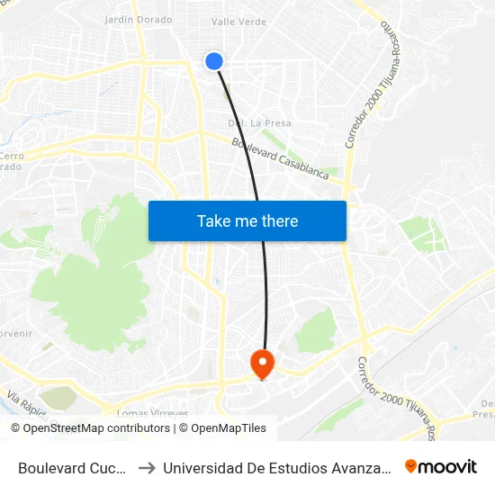 Boulevard Cucapah, 470_8 to Universidad De Estudios Avanzados Campus El Florido map