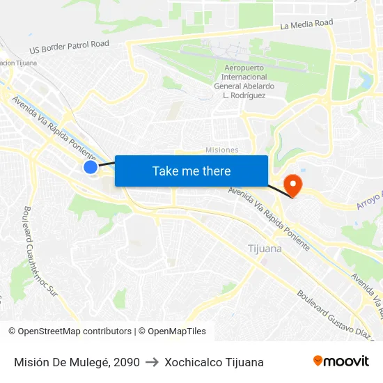 Misión De Mulegé, 2090 to Xochicalco Tijuana map