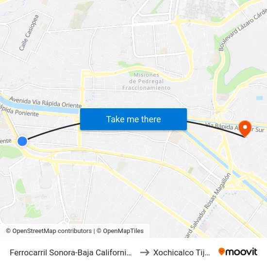 Ferrocarril Sonora-Baja California, 1771 to Xochicalco Tijuana map