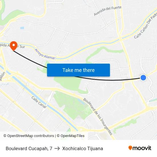 Boulevard Cucapah, 7 to Xochicalco Tijuana map